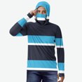 thumbnail image 2 of cllios Sun Shirts for Men Big and Tall Stripes Rash Guard Outdoor Sun Protection Hooded Shirts Plus Size Long Sleeve Ice Silk Hoodies with Mask, 2 of 6