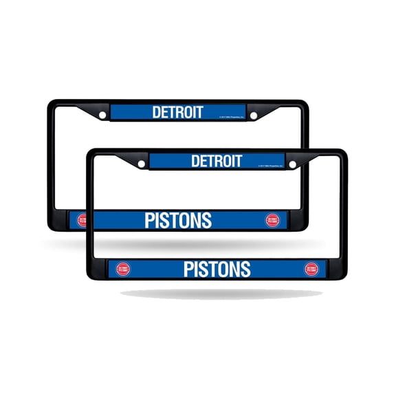 Detroit Basketball Piston's Black Metal (Set of 2) License Plate Frames