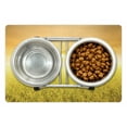 thumbnail image 1 of Yellow Pet Mat for Food and Water, Rice Field Farm and Sunset Countryside Agriculture Sun Rays Evening Cloudscape, Non-Slip Rubber Mat for Dogs and Cats, 18" X 12", by Ambesonne, 1 of 2