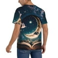 thumbnail image 2 of Zufioo Artistic Starry Sky Moon Book Print Men's Baseball Short Sleeve, Moisture Wicking Button-Down Hip Hop Tee-4X-Large, 2 of 7
