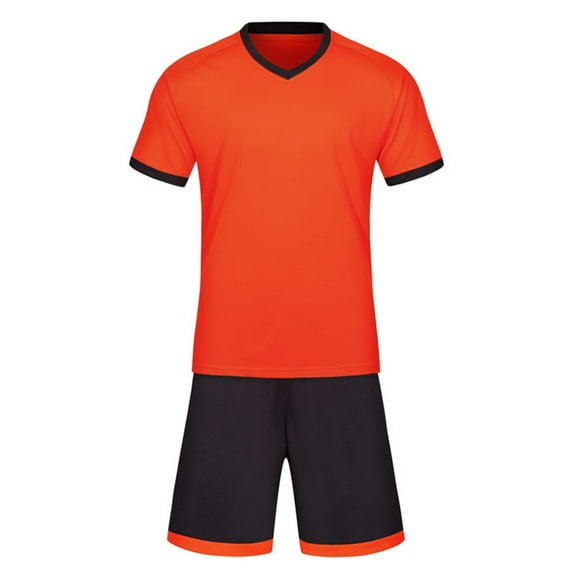 Kids Boys Short Sleeve T Shirt And Mesh Shorts Soccer Football Set Orange 9 Years-10 Years