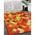 thumbnail image 3 of Ahgly Tapis Rond Lavable en Machine Intérieur Transitionnel Néon Rouge, 6 Pieds Rond, 3 of 7