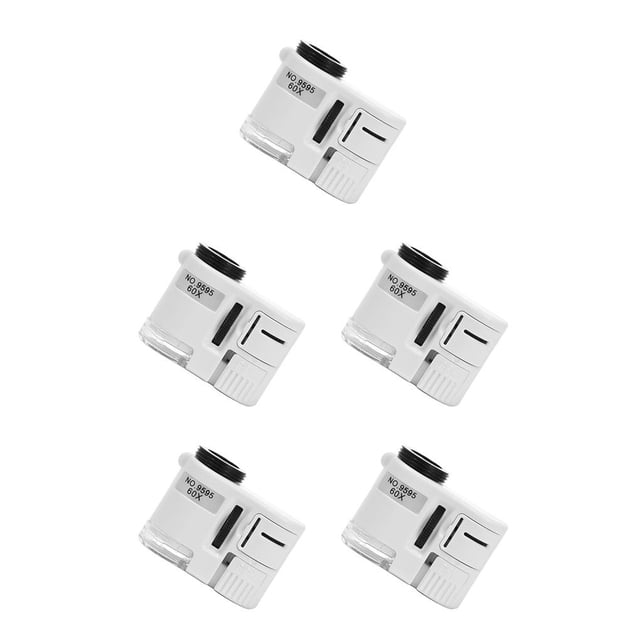 Transemion 60x Magnifier Adjustable Jewelry Paper Money Craftsmanship Identification Microscope Pocket Home Shop Magnifying Glass 5Set