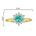 thumbnail image 3 of V3 Jewelry® 18KT Gold Over Sterling Silver with Paraiba Tourmaline and White Topaz Flower Ring for Women, 3 of 4