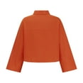thumbnail image 5 of BLVB Women's Button Down Shirts 3/4 Sleeve Collared Work Top Solid Color Casual Summer Fall Chiffon Blouses Tunics Orange, 5 of 7