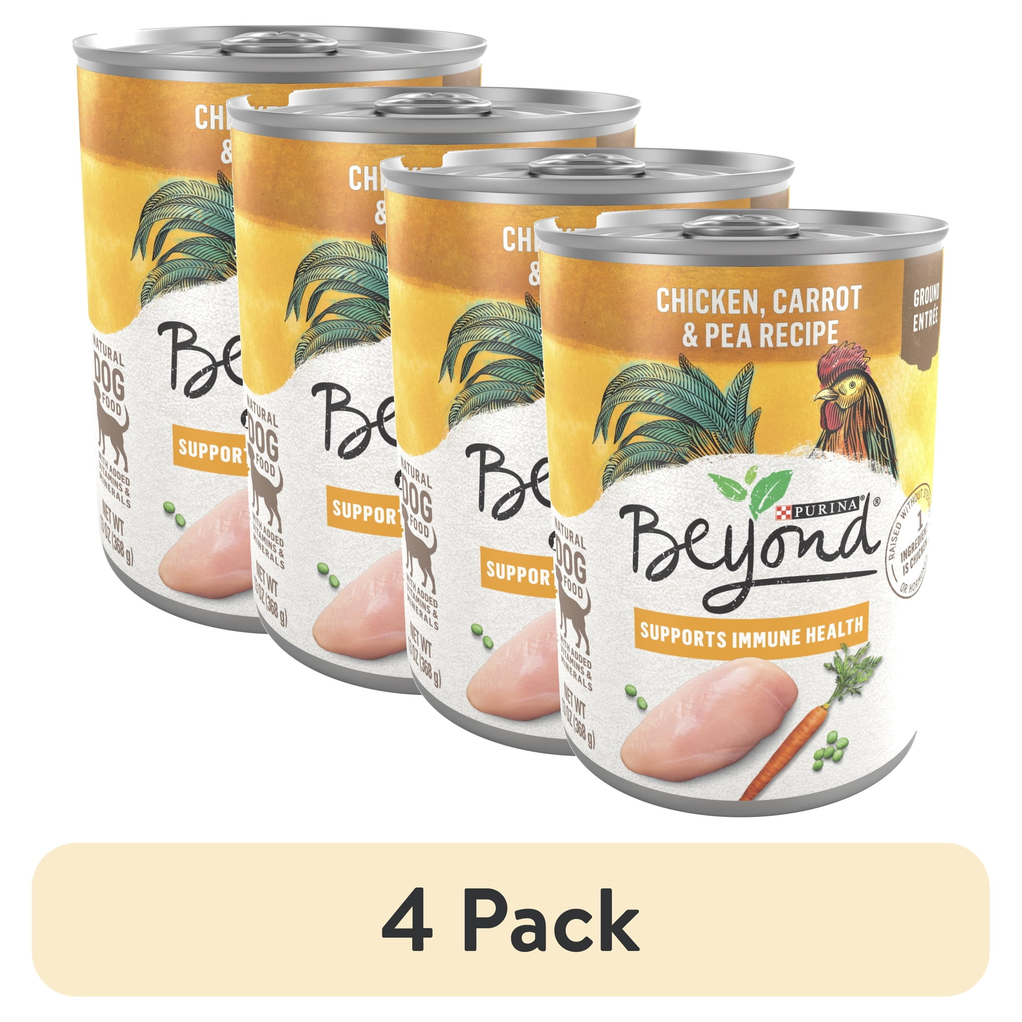 (4 pack) Purina Beyond Immune Health Real Soft Chicken, Carrot & Pea Wet Dog Food, 13 oz Can