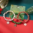 thumbnail image 5 of PISONIC 3Pcs Christmas Bracelet Set Santa Claus Snowflake Christmas Tree Beaded Stretch Bracelet for Women Thanksgiving Xmas Holiday Party Gifts, 5 of 7