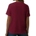thumbnail image 3 of bnaln T Shirts for Women Sale Clearance Womens Summer Tops Fashion V-Neck Button Down Blouse Tops Short Sleeve Casual Tshirts Loose Comfy Pullover Basic Plain Tees Going Out Tops Tunics, 3 of 5