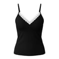 thumbnail image 2 of GERsome Tank Tops with Built in Bras for Women Lace Trim V-Neck Summer Spaghetti Strap Sleeveless Workout Yoga Shirts Black Size S, 2 of 7