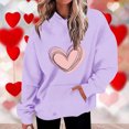 thumbnail image 2 of Lmnyox Valentine's Day Hoodies for Women Cute Heart Graphic Long Sleeve Hooded Pullover Valentine's Sweatshirts, 2 of 5