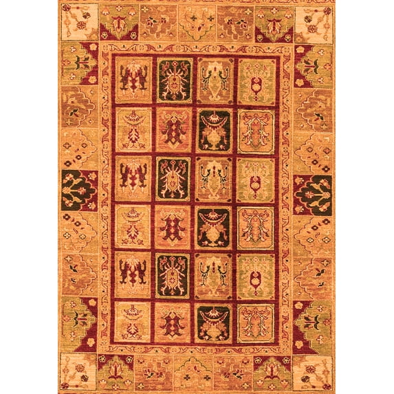 Ahgly Company Indoor Rectangle Abstract Orange Modern Area Rugs, 5' x 7'