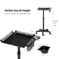 thumbnail image 6 of Salon Tray on Wheels, Metal Salon Trolley Cart, Hairstylist Tray Cart with 2 Magnetic Hair Color Bowls & Hair Extension Stand, Barber Shop Hairdressing Tattoo Equipment, Black, 6 of 7