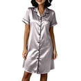 thumbnail image 3 of Women's Sleepwear Zaewscy Women's Casual Home Wear Cardigan Short-sleeved Nightgown Gray L, 3 of 9