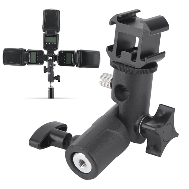 Soporte de Adaptador de Montaje de Zapata Triple Giratorio Para Soporte de Soporte de Luz de Flash