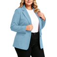 thumbnail image 6 of Plus Size Casual Blazers for Curvy Women Button Front Long Sleeve Work office Blazer Jacket Pockets Blue XL(XL), 6 of 8