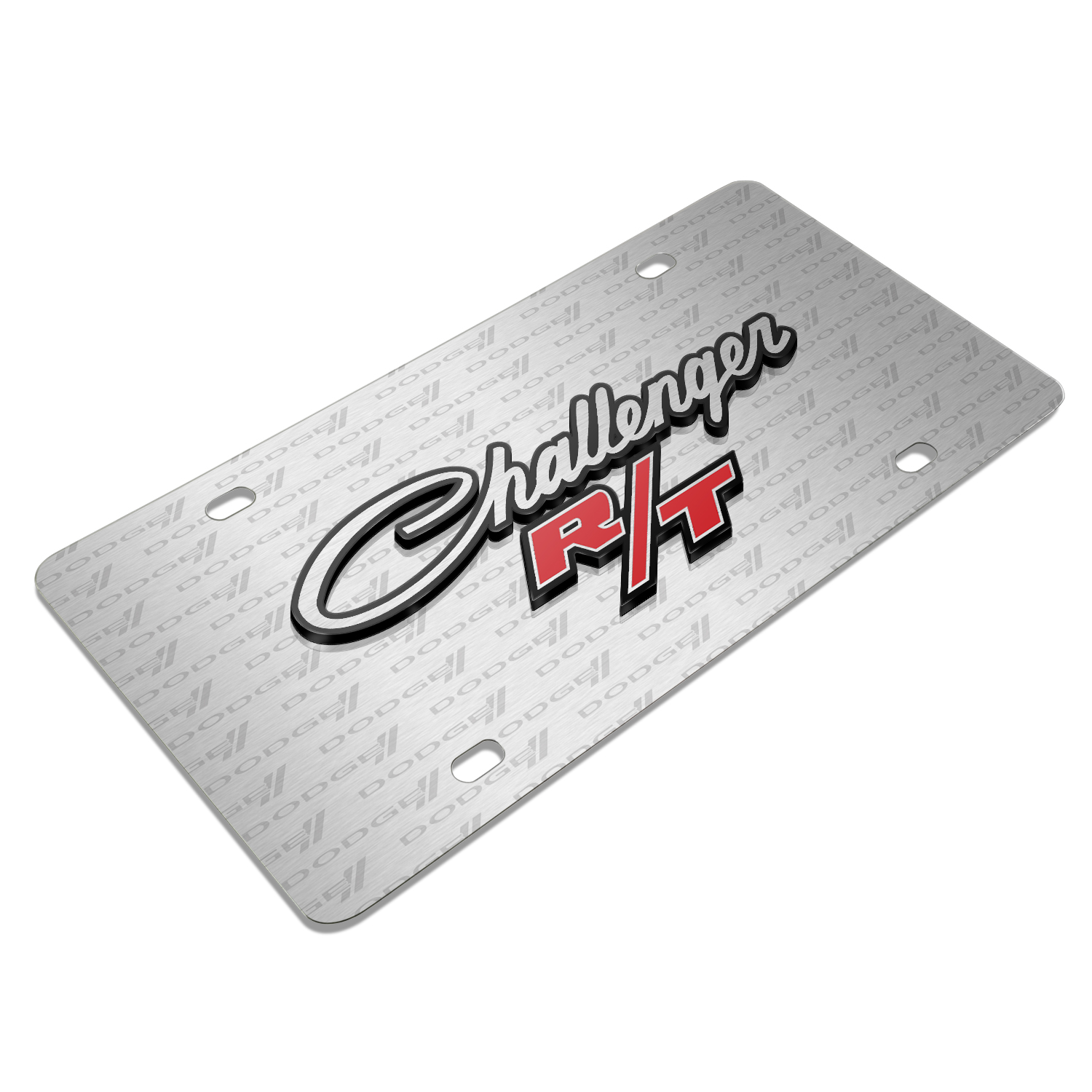 Dodge Challenger R/T Classic 3D Logo on Logo Pattern Brushed Metal License Plate - image 3 of 6