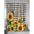 thumbnail image 5 of Fsddascl Sunflower Bee Shower Curtain Set - 54" x 78" Washable Bathtub Curtain with 12 Hooks, Black Buffalo Plaid Botanical Leaf Floral Waterproof Fabric Stall Shower Curtains for Bathroom/Bathtub, 5 of 6