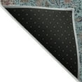 thumbnail image 4 of 3' X 5' Teal Blue Brown And Taupe Floral Washable Indoor Outdoor Area Rug, 4 of 5