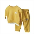 thumbnail image 2 of Eltusu Baby Boys Cotton Outfit Sets, Two Pieces Loose Fit Long Sleeve Tops and Pants Set Yellow Size 9-12 Months, 2 of 3