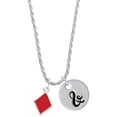 thumbnail image 1 of Delight Jewelry Silvertone Card Suit - Red Diamond Silvertone Script Initial Disc - & - Charm Necklace, 20"+3", 1 of 4