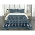 thumbnail image 3 of Ambesonne Nordic Quilted Bedspread Set 3 Pcs, Snowman Chevron Zigzag, King Size, Turquoise Dark Blue, 3 of 5