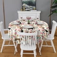 thumbnail image 2 of Chihuahua and Flower Florals Round Tablecloth 60"x60",Wrinkle Wipeable Table Cloth for Kitchen Dining Room Picnic Patio Party, 2 of 6