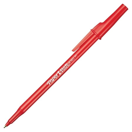 Papermate 027337 Write Brothers Ballpoint Stick Pen, Medium Tip, Red Ink & Barrel, Pack - 12