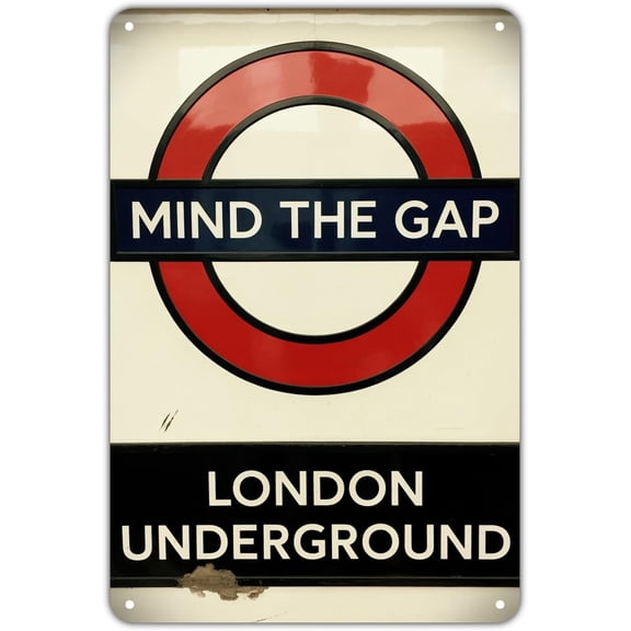 Vintage Underground Metal Tin Sign Mind The Gap 8 x 12 Inch Wall Decor for Garden Porch Bar Home Kitchen