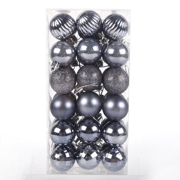 Bola de plástico chapada para Navidad, colgante pequeño de 4 cm y 36 cm, en caja, para decoración de ventanas de centros comerciales de Navidad
