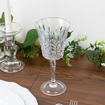 Balsa Circle 6 Clear 10 oz Shatterproof Plastic Cocktail Glasses with Embossed Leaf Pattern Wedding Reception Party Event Dining Tableware Decorations