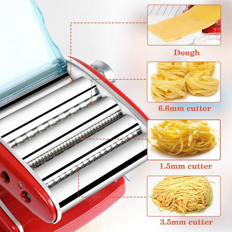 Manual Pasta Maker with Dryer - Multi-Pasta Stainless Steel Italian Flat  Dough Machine with Adjustable Setting, Sharp Cutter, and Hand Crank - Fresh