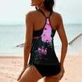 thumbnail image 4 of UTSJKR Womens Tankini Bathing Suits T-Back Top with Shorts Two Piece Tankini Swimsuit Summer Ruched Padded Modest Swimsuits Black XXL, 4 of 5