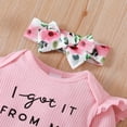 thumbnail image 5 of 12 Months Baby Girls Clothes 18 Months Girls 3PCS Fall Winter Clothing Set Letter Print Toddler Girls Long Sleeve Top Pants Headband Set Pink, 5 of 8