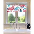 thumbnail image 7 of Kitchen Cafe Valance Curtain for Small Windows,Tropical Pink Flamingo and Blue Teal Plant Leaves Rod Pocket Short Valances Rustic White Window Treatment Panel for Living Room/Bedroom/Bathroom,42x18in, 7 of 7