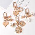 thumbnail image 4 of Jinsinto Faux Pearl Keychains Metal Heart Shell Key Chain Charms Key Ring Pendants Handbag Decorations 2pcs, 4 of 5