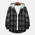 thumbnail image 3 of SCSAlgin Hoodies for Men Fashion Long Sleeve Plaid Button Shirts Jacket With Hood Casual Stylish Drawstring Sweatshirts 2024, 3 of 5