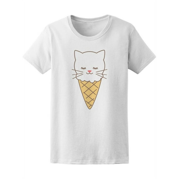 Cute Cat Ice Cream T-Shirt Women -Image by Shutterstock, Female x-Large