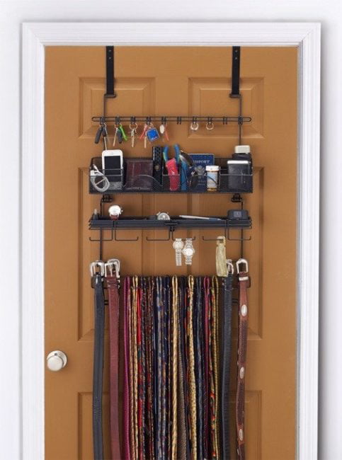 Tie Belt Hanger Rack Necktie Holder Closet Organizer Scarf Shelf Door Wall Mount 