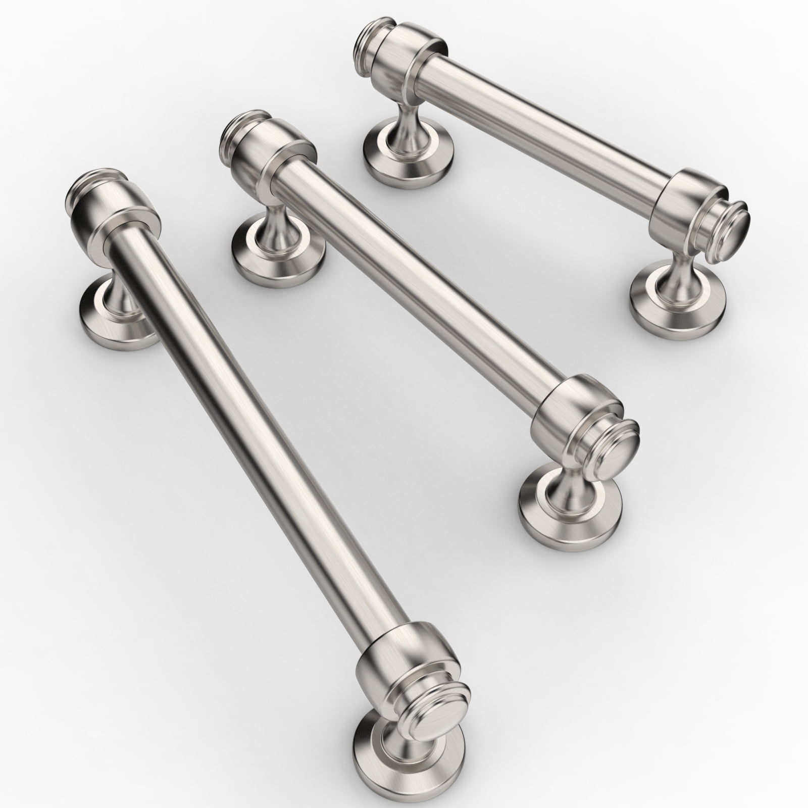Furniware 10 Pack Straight Bar 3inch Hole Size Cabinet Drawer Handles,Brushed Satin Nickel Cabinet Hardware