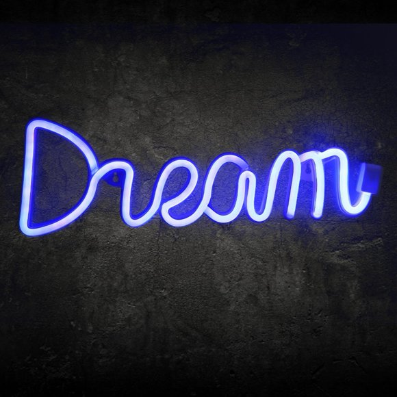 Dream Signs Dimmable Neon LED Light Sign Unique Innovative Dream Shape Decorative LED Light for Bedroom Living Room Kid's Room Party, Neon Light Sign Decor