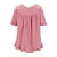 thumbnail image 5 of Fiudx Ofertas Relámpago Blusa de Ramio para Mujer, Blusa de Manga Corta con Cuello Redondo y Botones, Informal, Holgada, Color Sólido, Primavera y Verano, 5 of 6