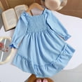 thumbnail image 4 of Fall Dresses,Girls Dress Square Neck Flutter Sleeves Ruffle Hem Party Outfit,Dresses,Z02 Blue,4-5 Years, 4 of 7