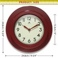 thumbnail image 7 of Infinity Instruments Retro Escape Plastic 9.75" Indoor Wall Clock with Silent Movement, Red, 7 of 7