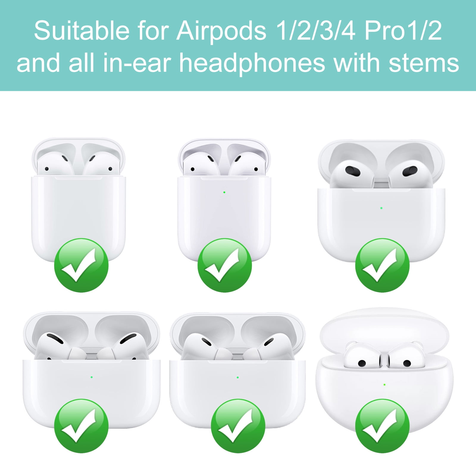 Adjustable Ear Hooks Compatible with AirPods 4, 3, 1, 2 and Pro & All in-Ear Headphones with Stems - 2 Pairs Secure & Comfortable Prevent Falls Ear Holders for Headphones - Easy to Install-CHKYWAIY thumbnail 12