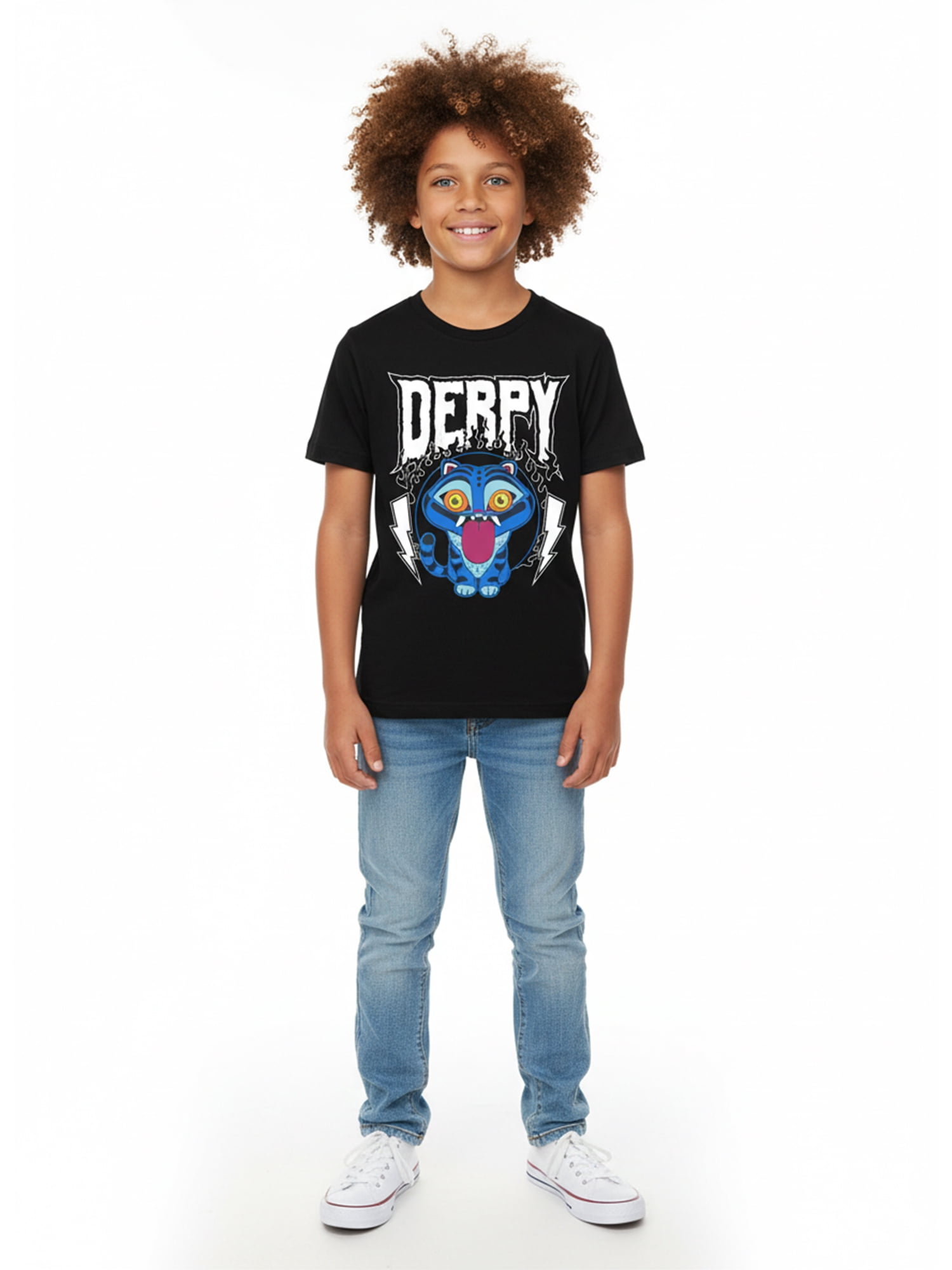 Kpop Demon Hunters Boys' Graphic Tee with Short Sleeves, Derpy Tiger, Sizes 4-18