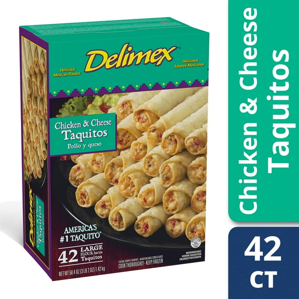 Delimex Chicken & Cheese Flour Taquitos, Frozen Appetizer, 42 ct 50.4