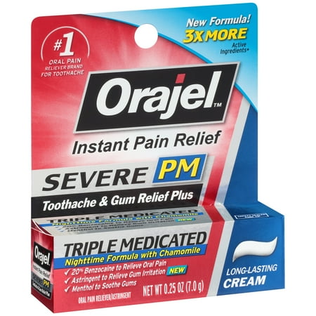 Orajel™ Severe PM Toothache & Gum Relief Plus Cream .25 oz. Box