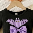 thumbnail image 5 of Weebloom Toddler Halloween Outfit Girl Bat Print Dress Party Baby Fall Winter Soft Skirt Casual Playwear Comfortable Elastic Waist Lovely Outfits Purple, 5 of 7