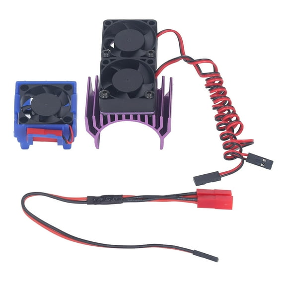 DC 5V RC Heat Sink High Velocity Fan Motor Radiator Fan Set for Traxxas Slash 4×4 VXL 1/10 RC Car Purple