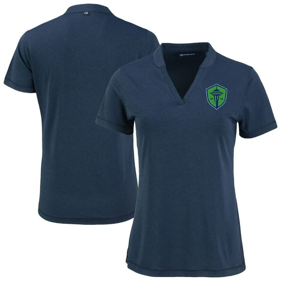 Women's-Cutter & Buck  Heather Navy Seattle Sounders FC Forge Heather Stretch Blade Top